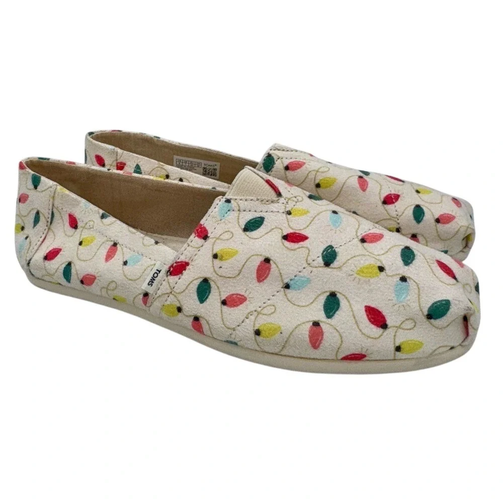 Toms Alpargata Holiday lLights Festive‎  Slip-on Shoes Women's 9 EUC
